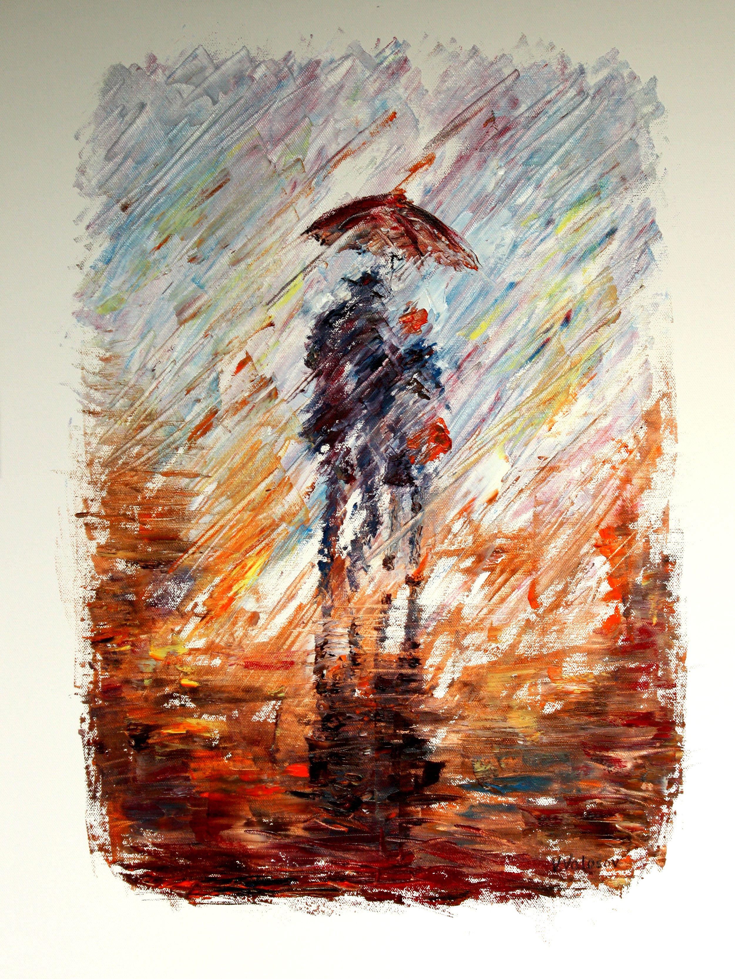 couple in rain painting