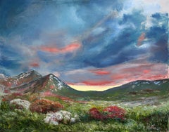 Dusk on the Mountains, Painting, Oil on Canvas