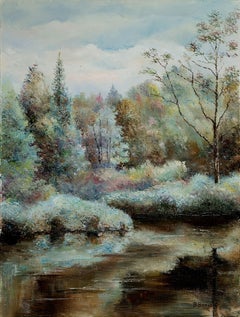 Forest in Blue colors, Painting, Oil on Canvas