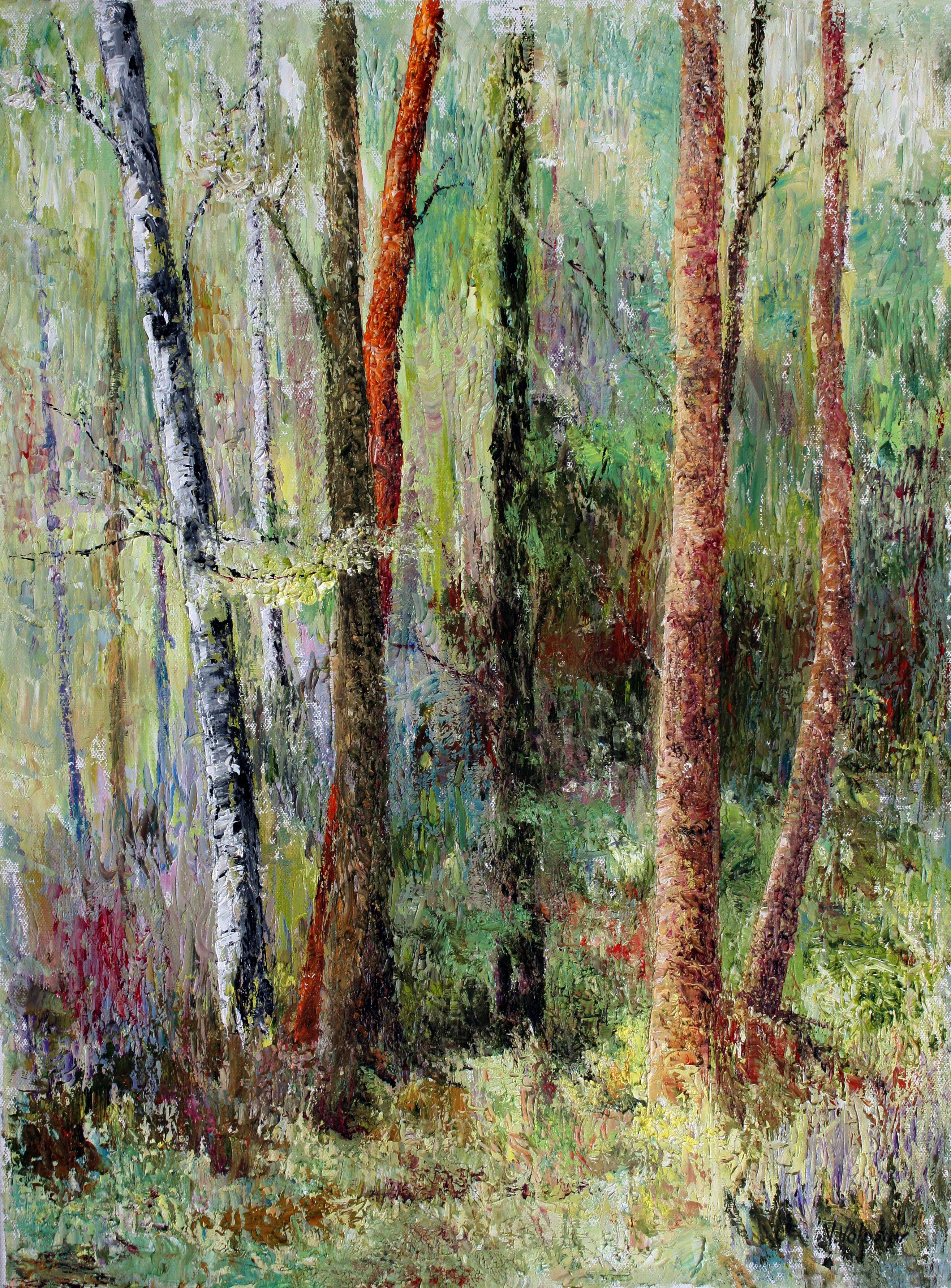 Melody de la forêt, peinture sur toile - Painting de Vladimir Volosov
