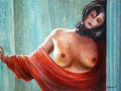 Girl in the Red Cape, Painting, Oil on Canvas