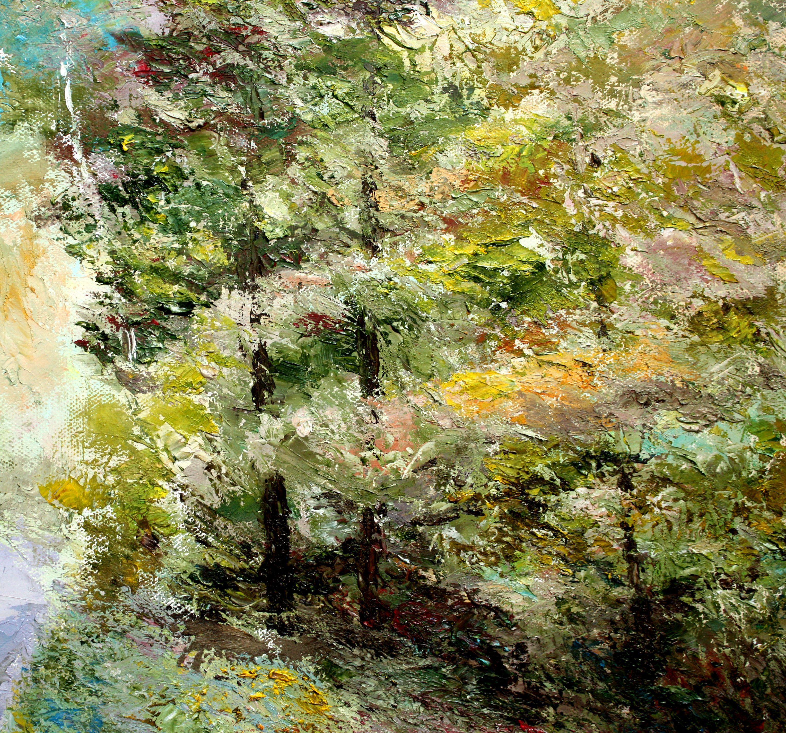 In an Autumn Forest, Painting, Oil on Canvas For Sale 2