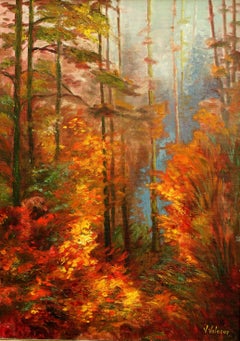 Landscape in Red Colors, Painting, Oil on Canvas