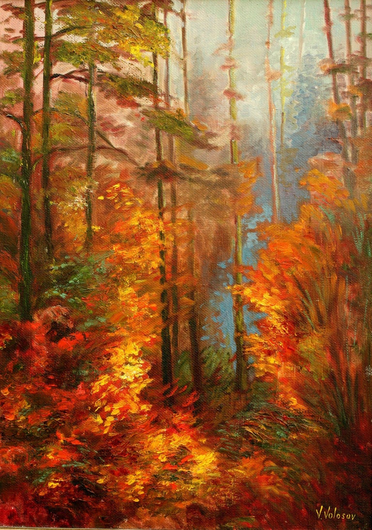 Vladimir Volosov Landscape In Red Colors Painting Oil On