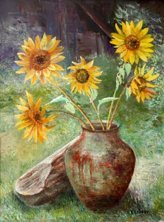 Peinture, huile sur toile, Tournesols