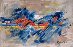 Bewegung entlang eines Horizonts - Abstraktes Impressionistisches 2-seitiges Ölgemälde, signiert