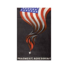 1970 original soviet Lithuanian poster - Get out, aggressors! - Cold War