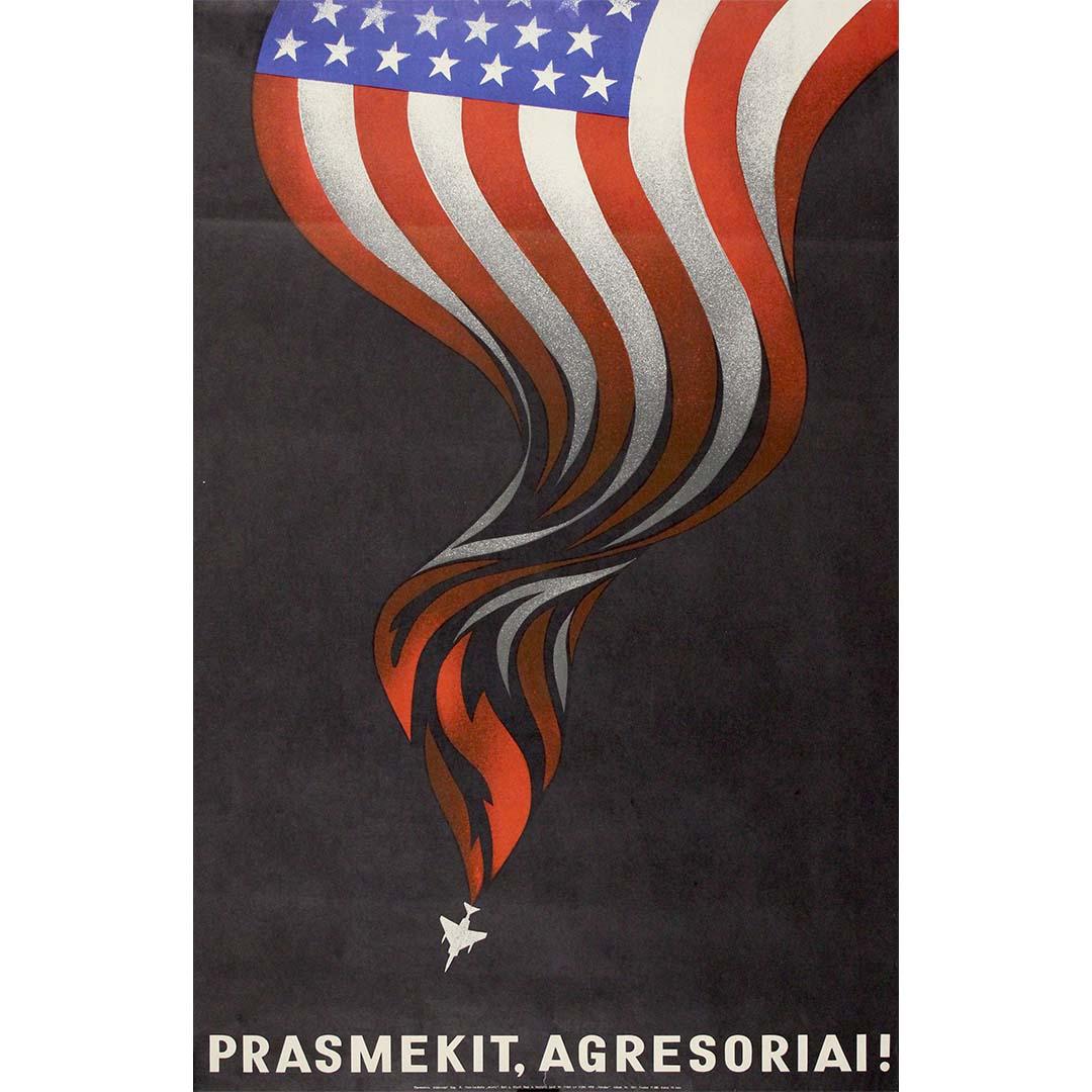 Vladimirovich Print - 1970 original soviet Lithuanian poster - Get out, aggressors! - Cold War