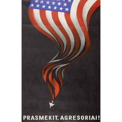1970 original soviet Lithuanian poster - Get out, aggressors! - Cold War