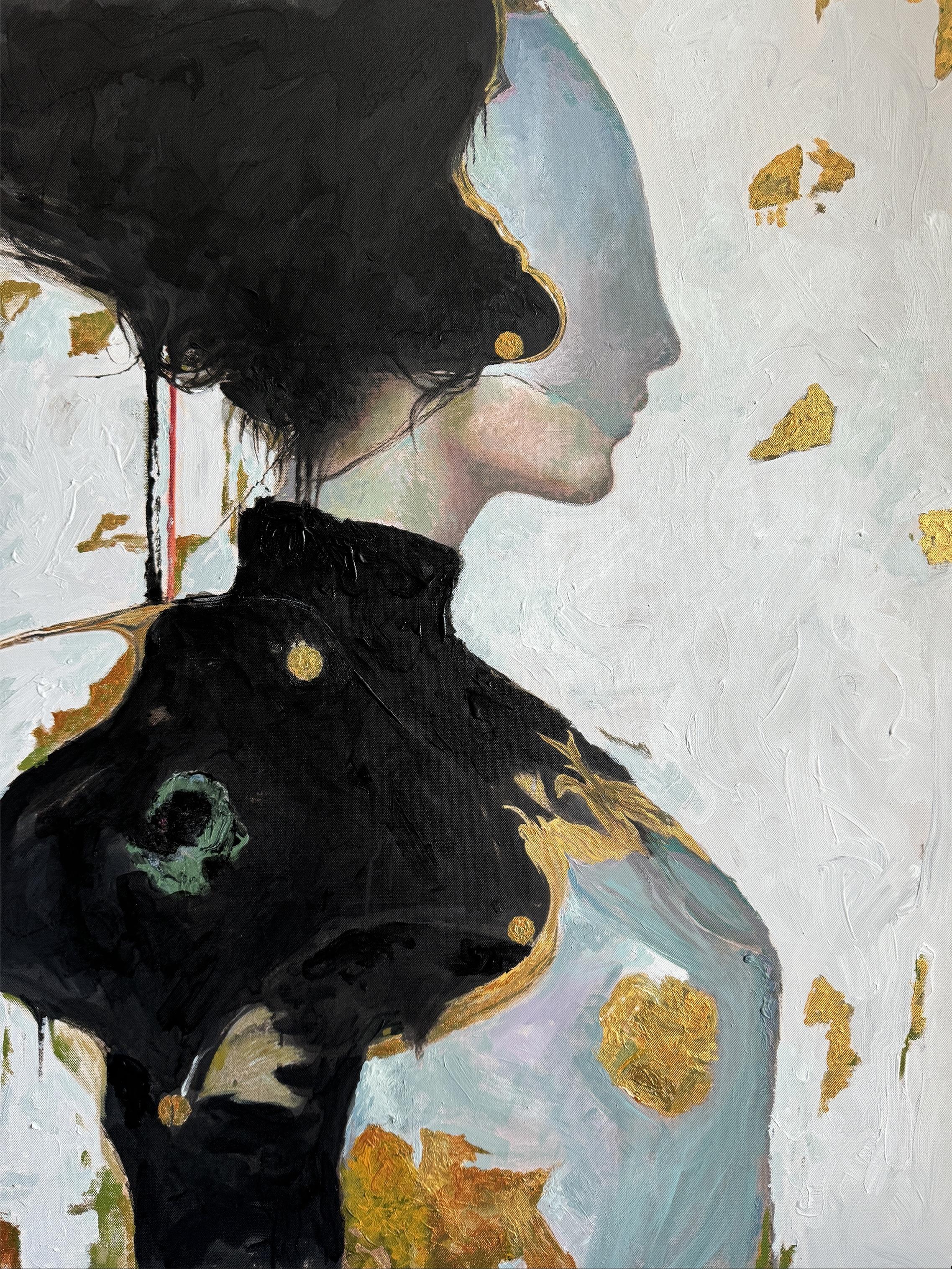 "Iv" Gemälde 35" x 28" Zoll von Vladislav Chenchik

Vladislav Chenchik ist ein zeitgenössischer Künstler aus der Ukraine. In seinen Werken kombiniert er abstrakte und realistische Stile, wobei er sich darauf konzentriert, Mädchen zu porträtieren und