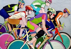 Grand Final, Cyclists, Painting, Oil on Canvas