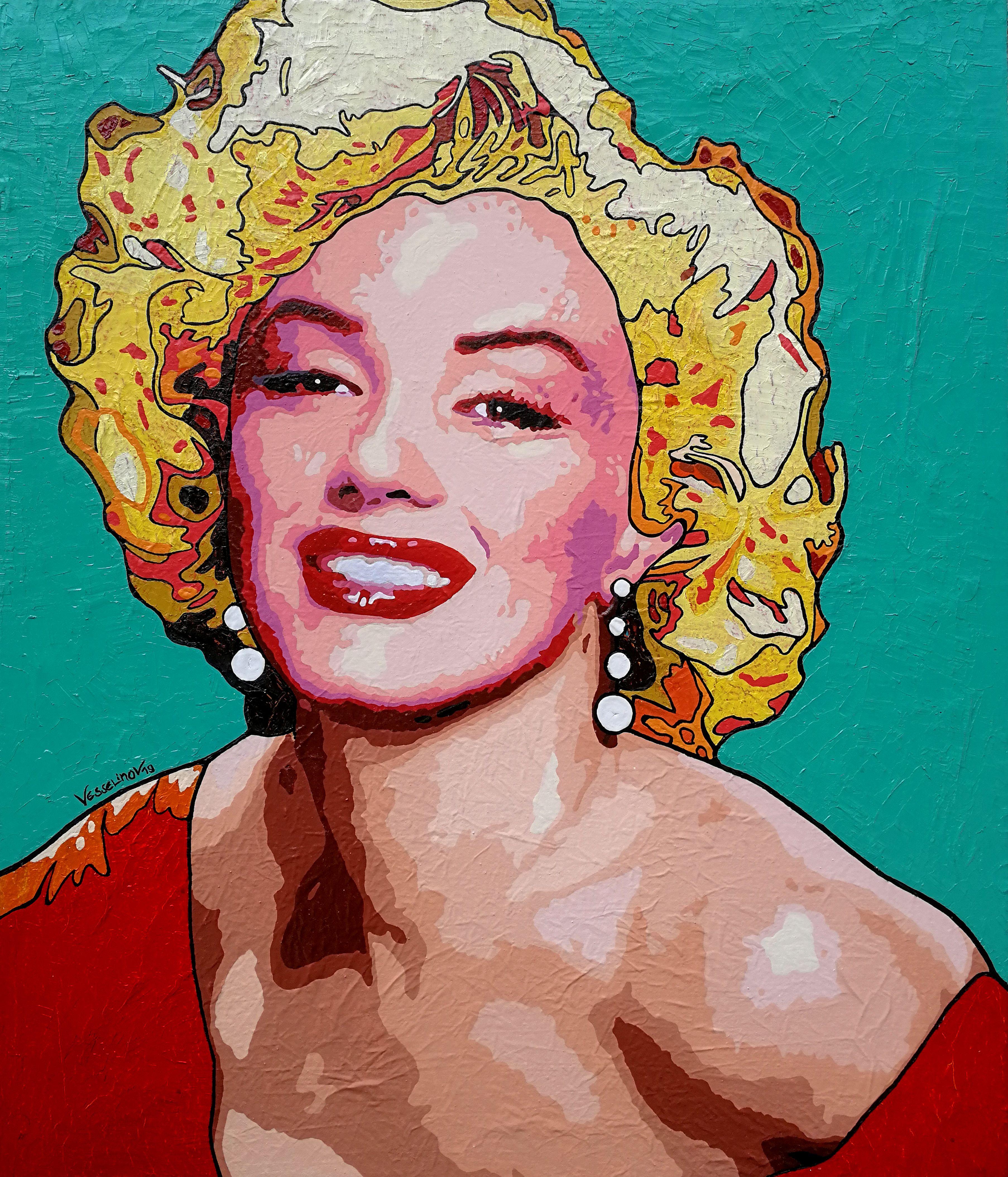 Marilyn Monroe, peinture, huile sur toile - Painting de Vlado Vesselinov