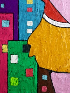 En la esquina contra la pared de ventanas - Rojo Amarillo Verde Blanco Azul Morado