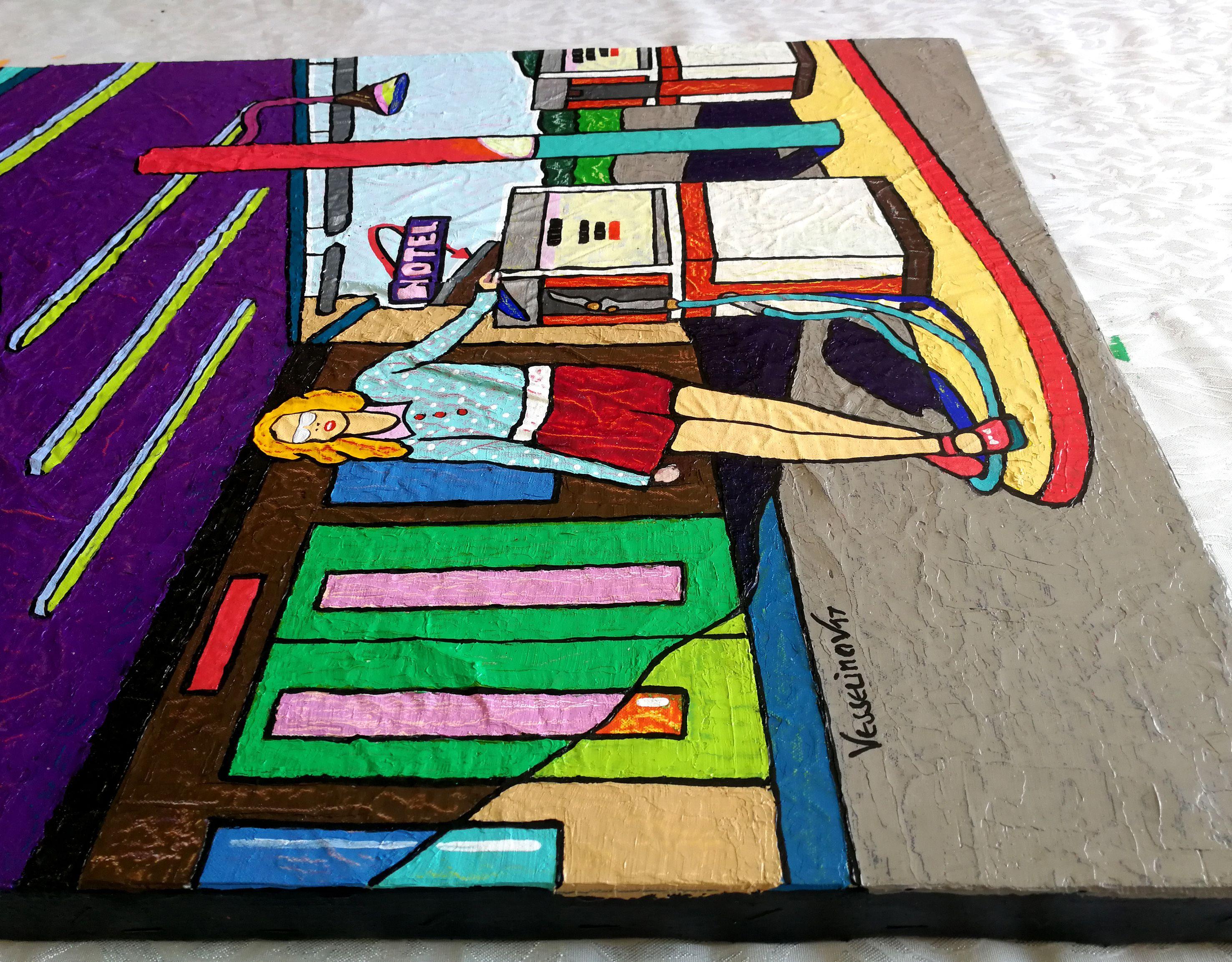 Canciones de un motel, Pintura, Óleo sobre lienzo en venta 1
