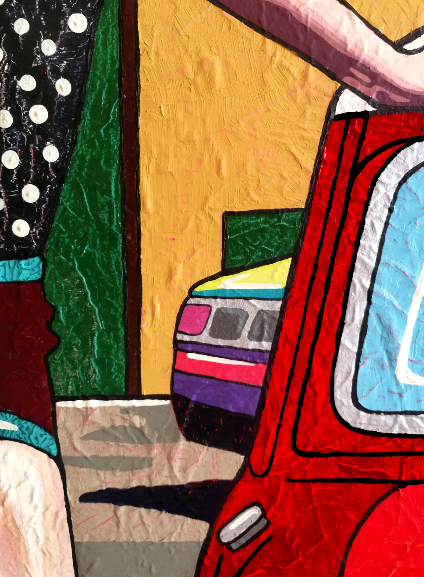 Dirige tu vida - Pintura Rojo Amarillo Verde Blanco Azul Violeta Naranja - Painting Arte pop de Vlado Vesselinov