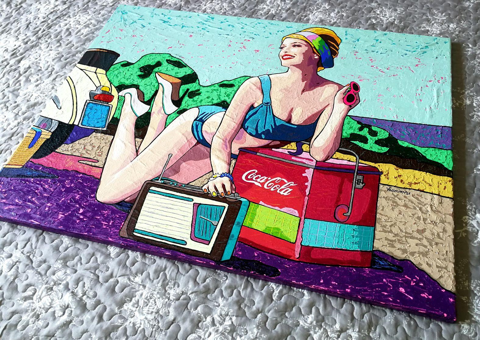 La radio toca jazz, Pintura, Óleo sobre lienzo en venta 2