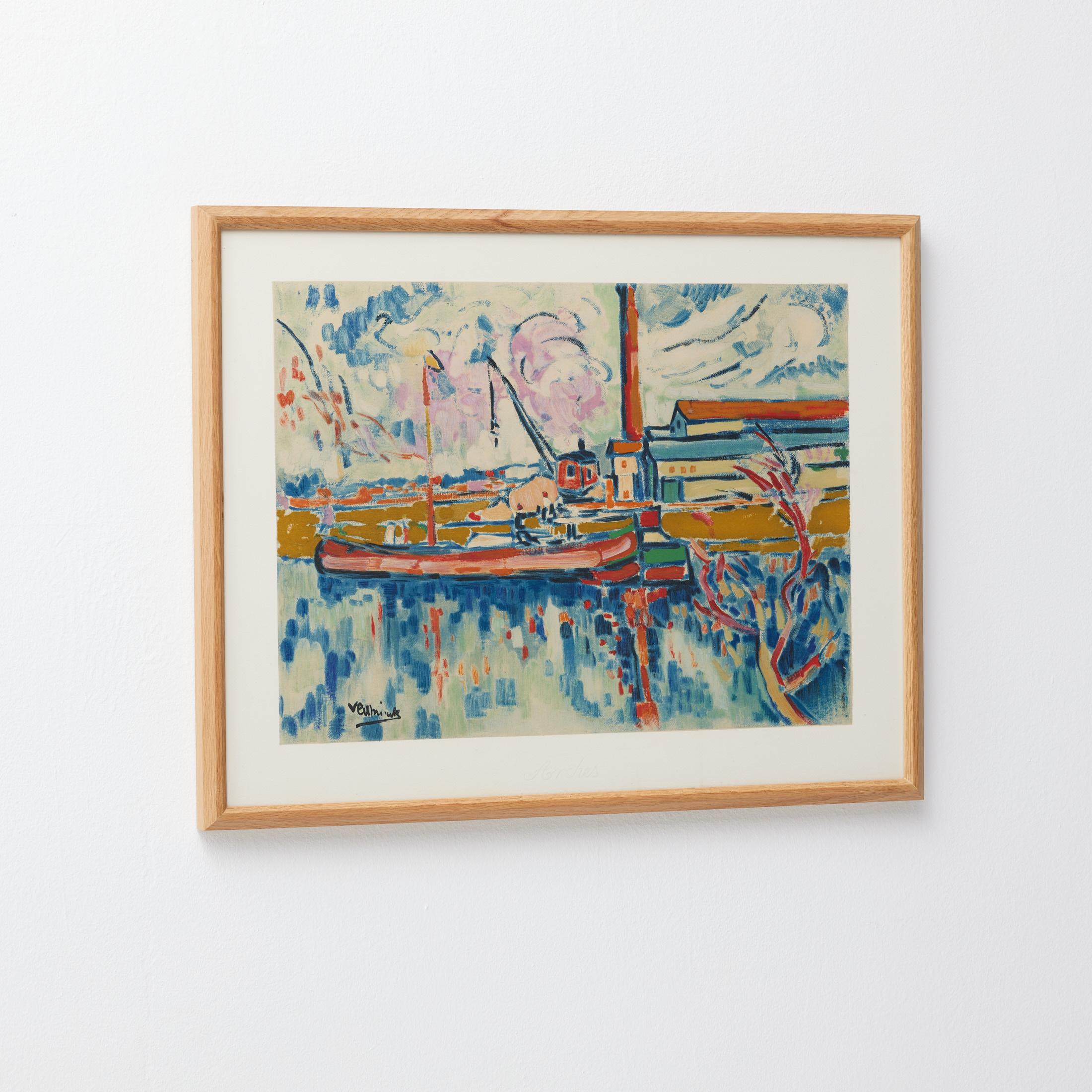 Original 'Siene a Chatou' color lithograph by Maurice de Vlamnick.

Lithograph printed from an original painting made by the author in France, circa 1906.

Published by Fernand Mourlot in Les Fauves. Paris, circa 1972. 

Framed and signed in the