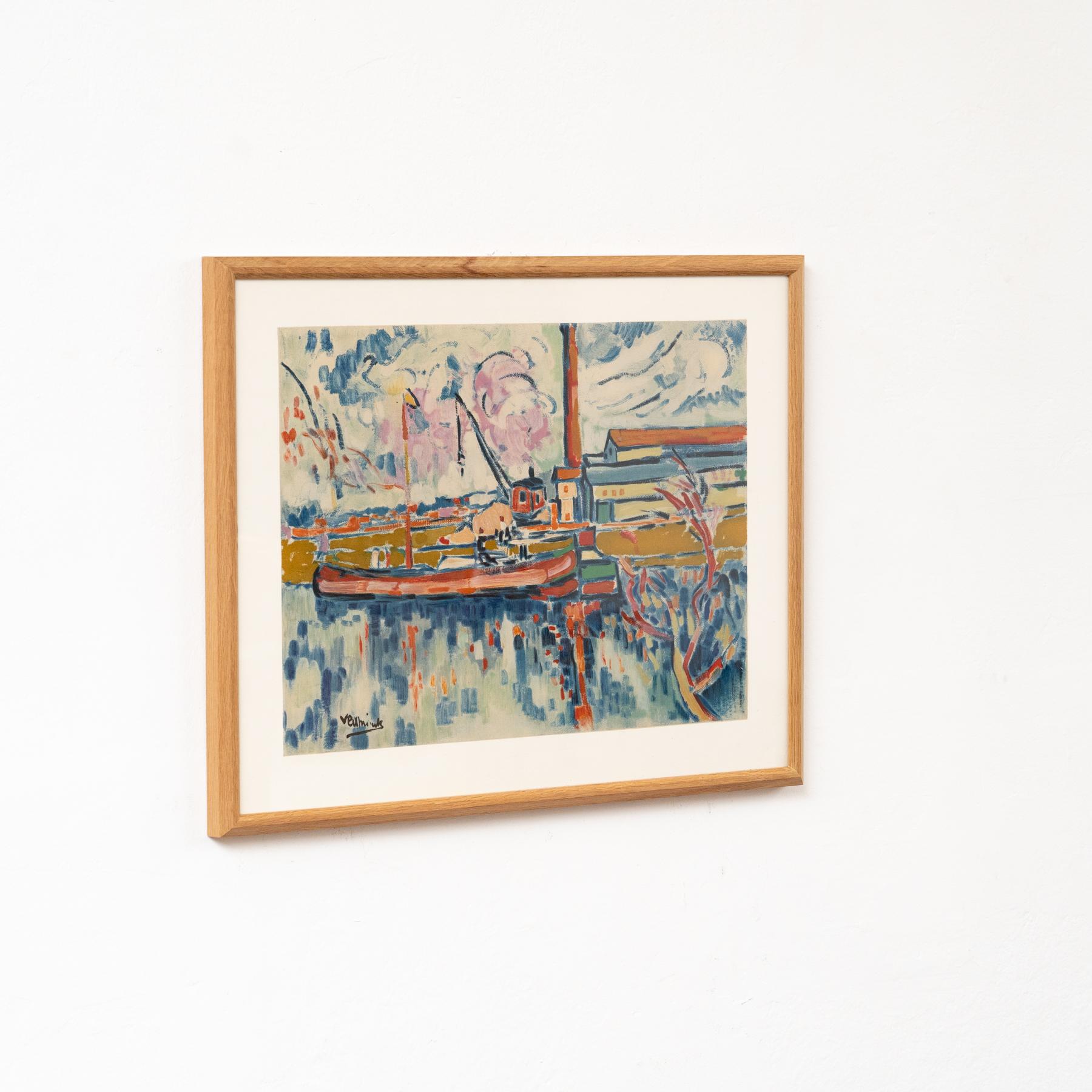 Modern Vlaminck Framed 'Siene a Chatou' Color Lithography, circa 1972 For Sale