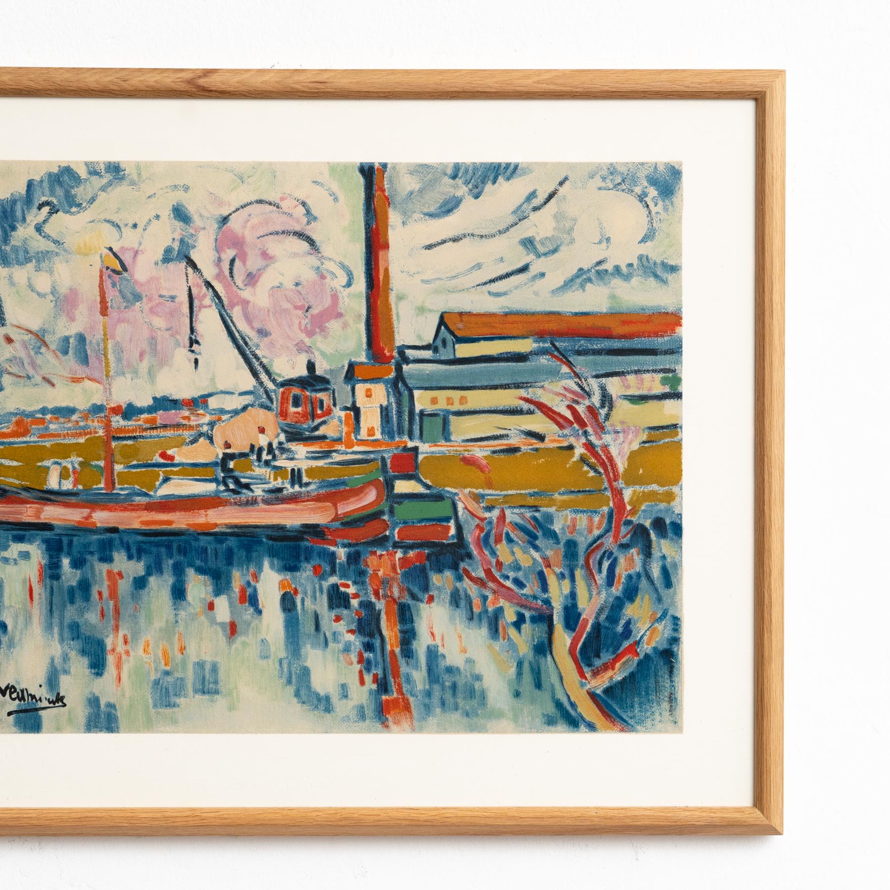Vlaminck Framed 'Siene a Chatou' Color Lithography, circa 1972 In Good Condition For Sale In Barcelona, Barcelona