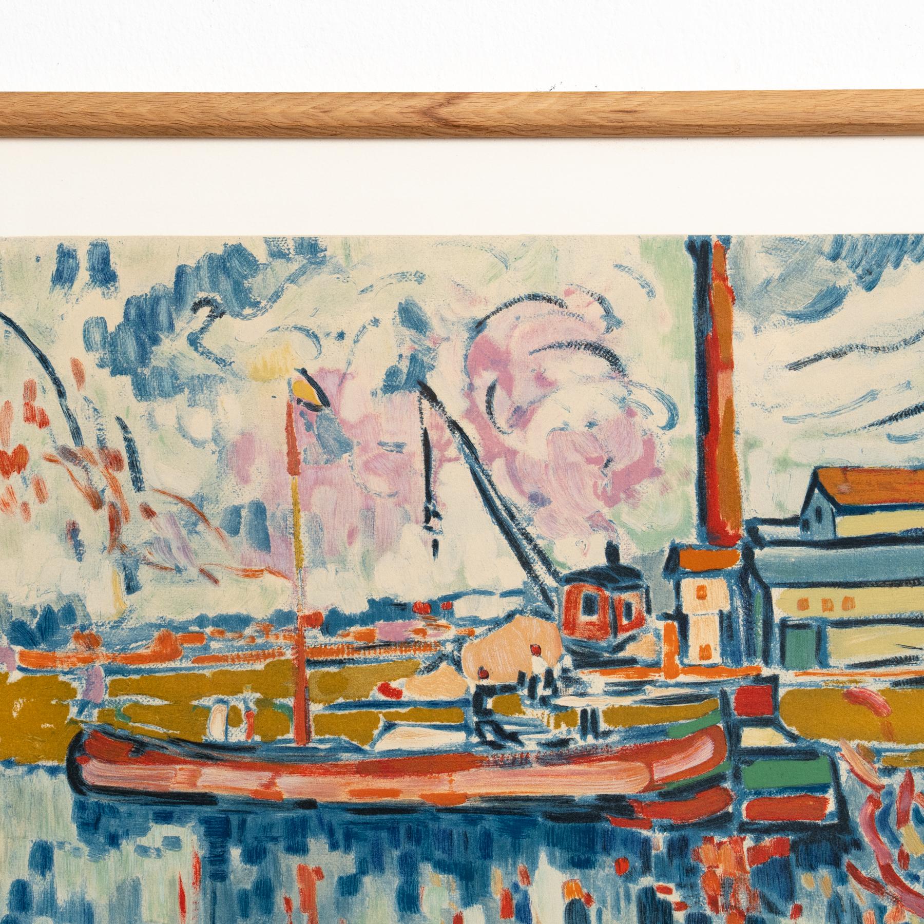 Late 20th Century Vlaminck Framed 'Siene a Chatou' Color Lithography, circa 1972 For Sale