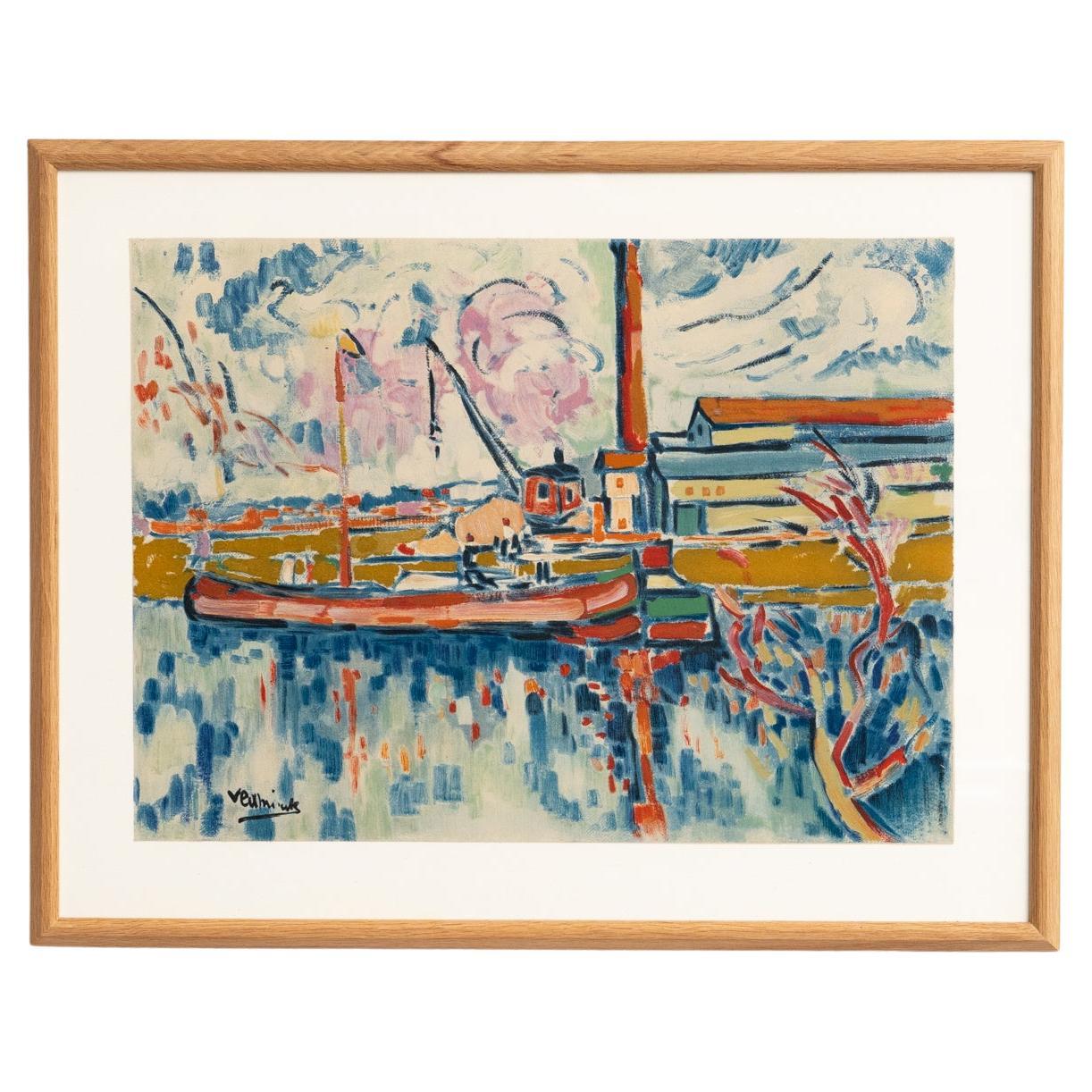 Vlaminck Framed 'Siene a Chatou' Color Lithography, circa 1972 For Sale