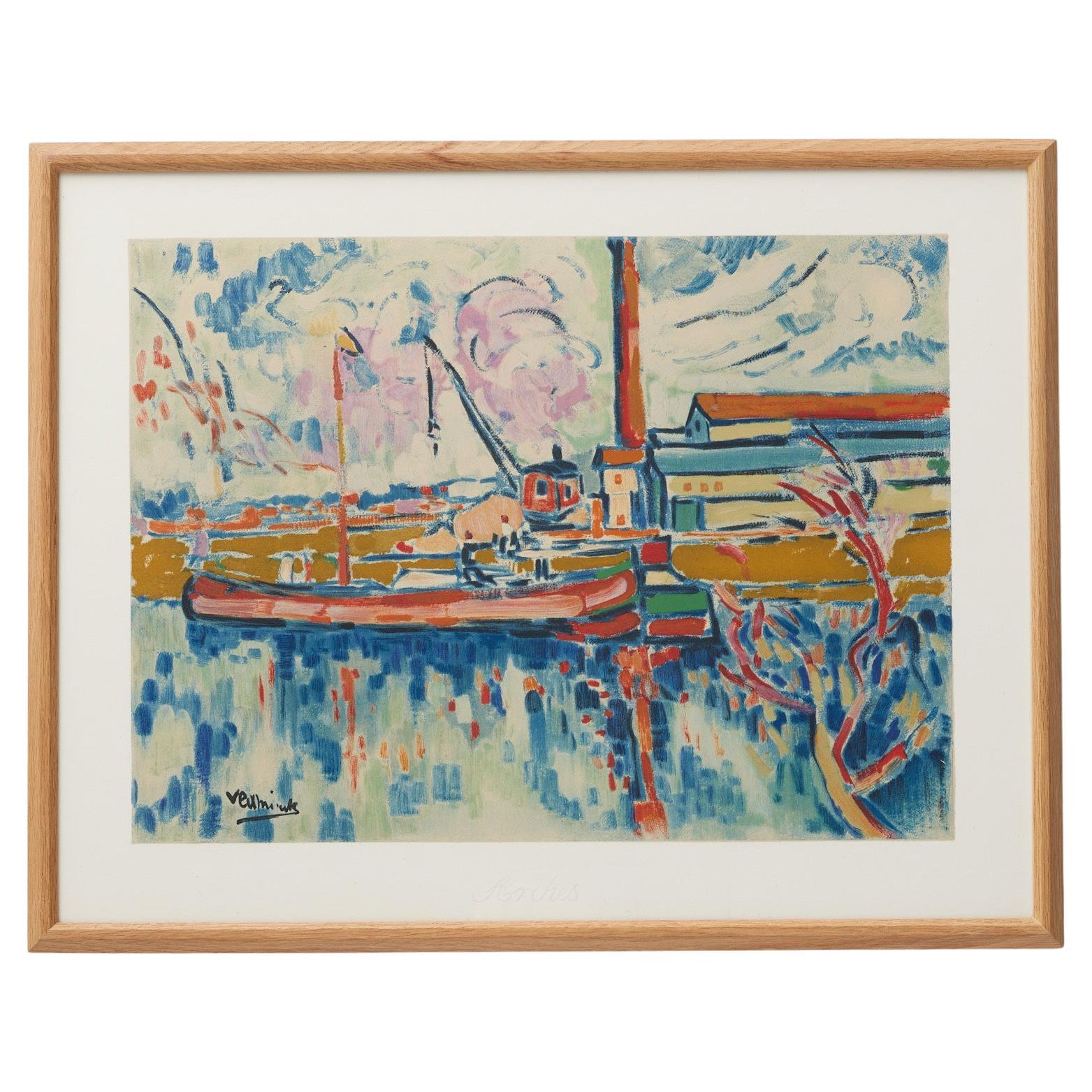 Vlaminck Framed 'Siene a Chatou' Color Lithography, circa 1972 For Sale