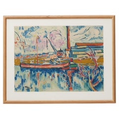 Vlaminck Framed 'Siene a Chatou' Color Lithography, circa 1972