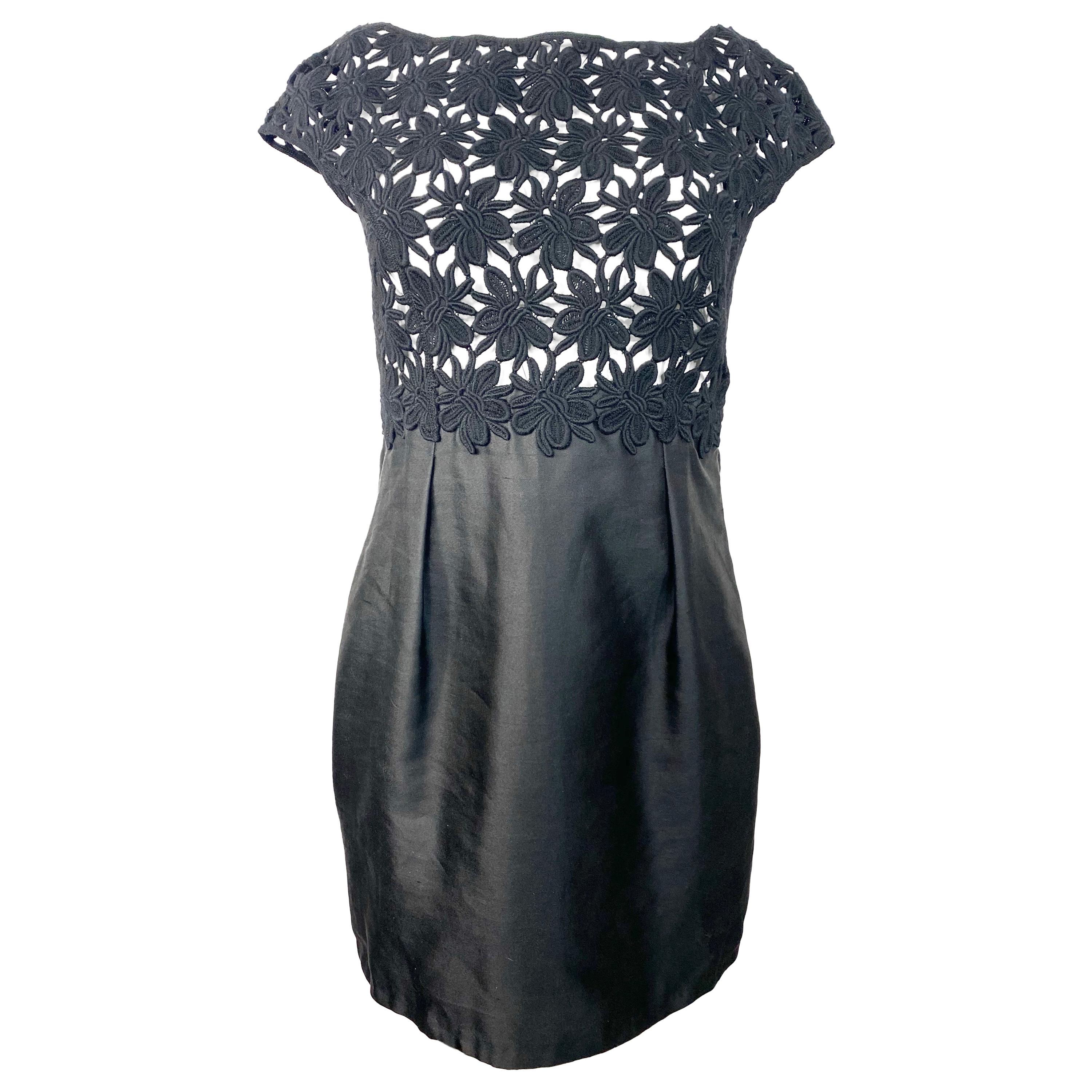 Vlentino Little Black Crochet Mini Dress Size 42/ 8
