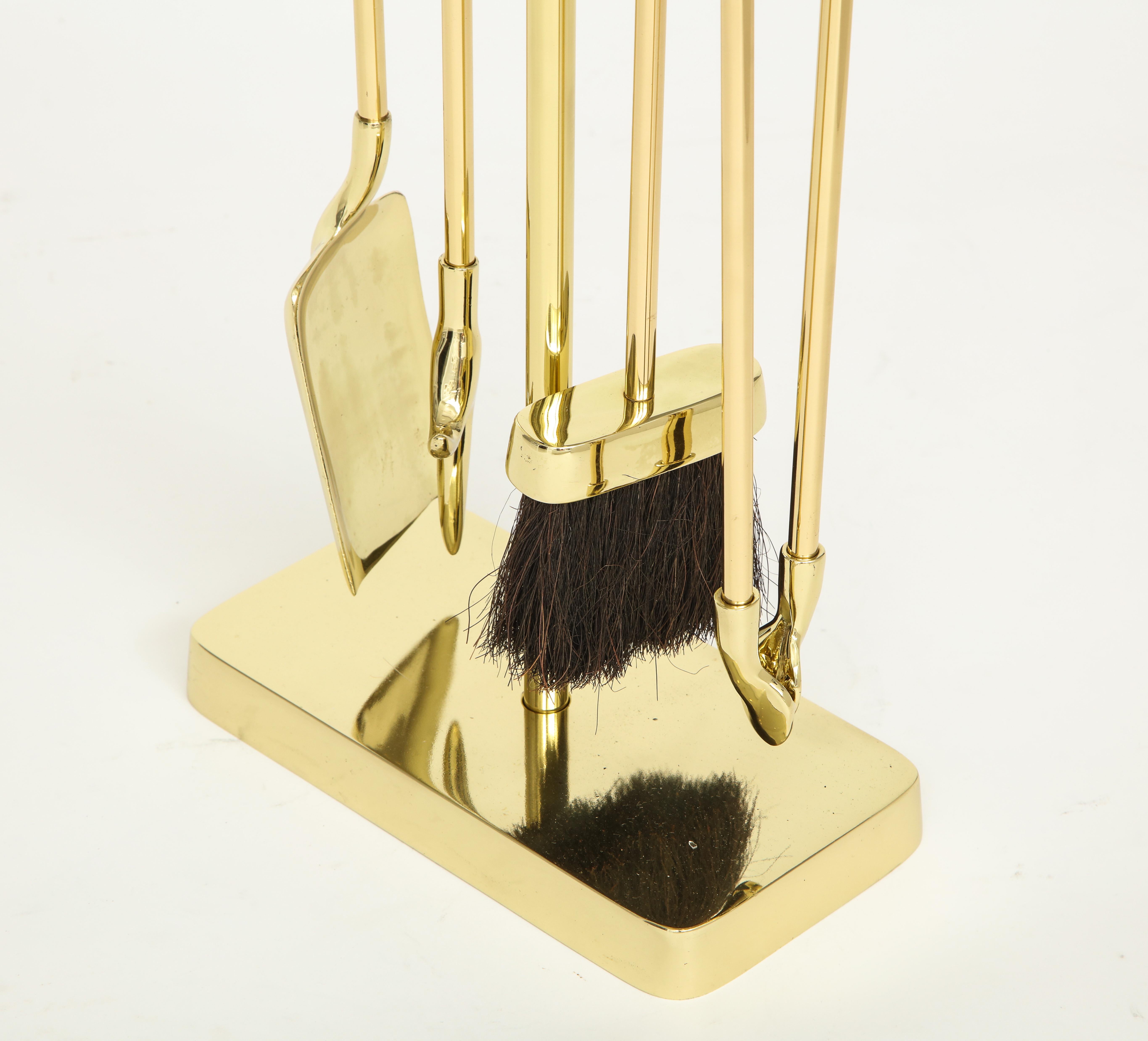 VMC Modernist Brass Fireplace Tools In Excellent Condition In New York, NY