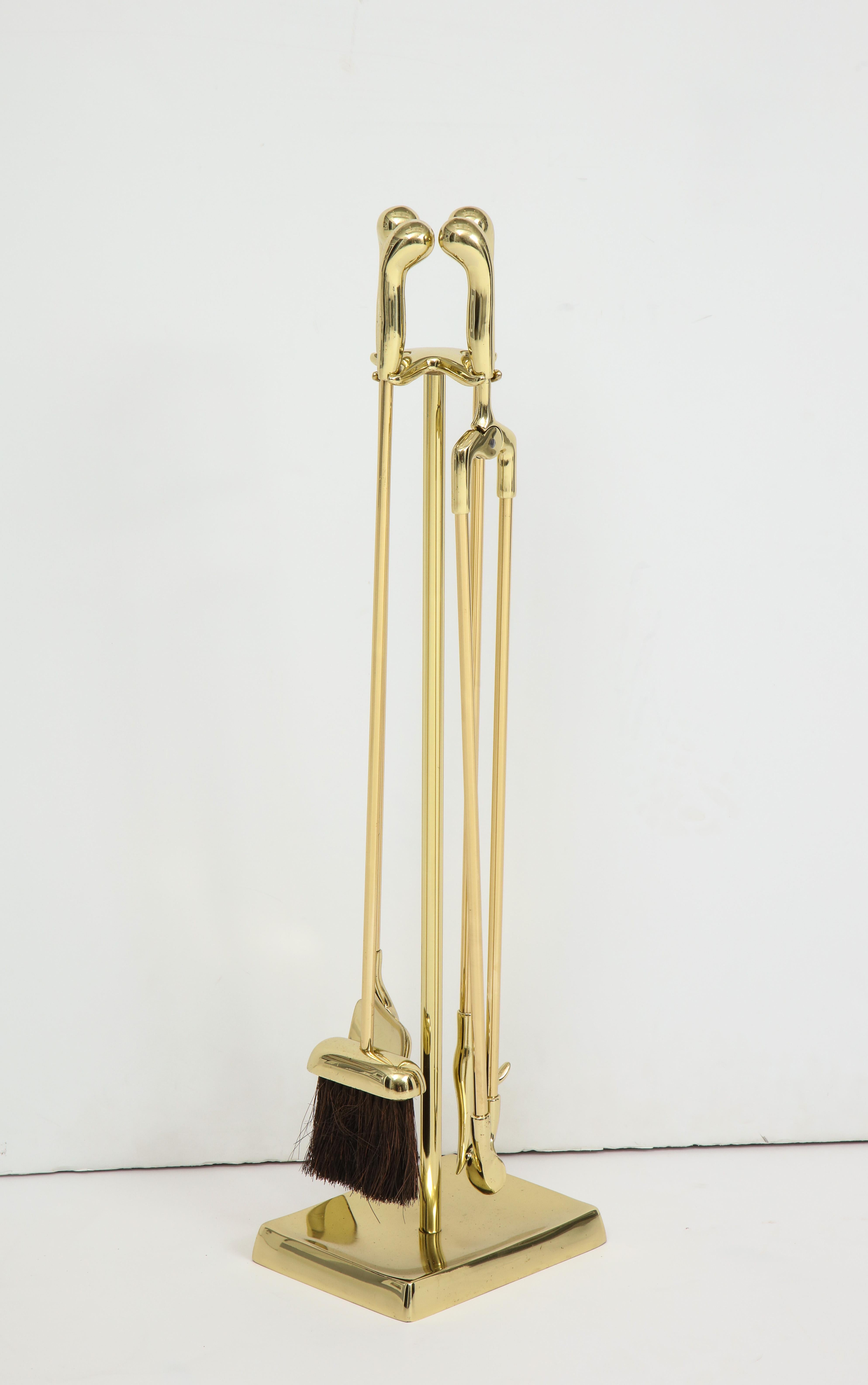 Mid-Century Modern VMC Solid Brass Fireplace Tools For Sale
