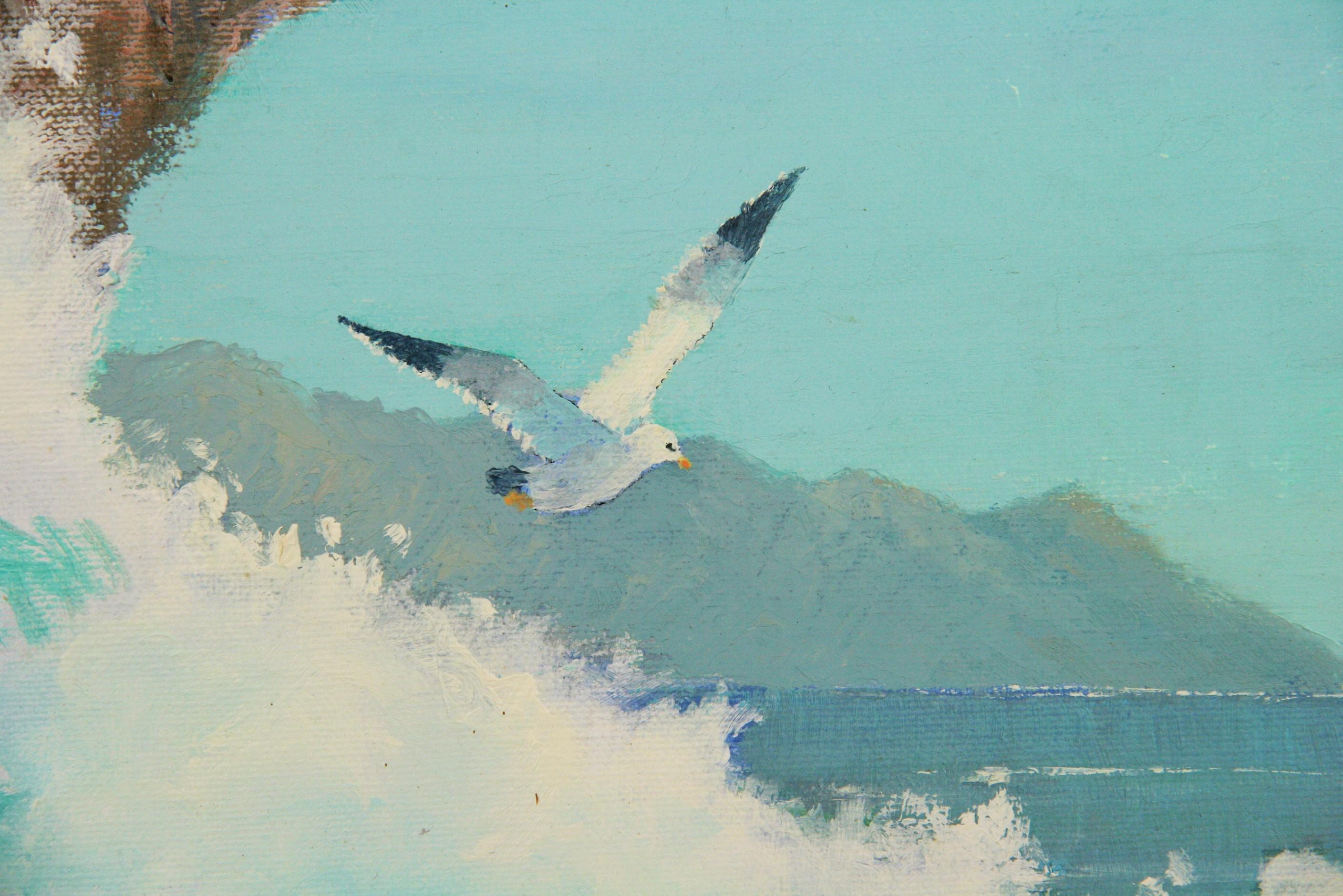Paesaggio marino d'epoca sull'Oceano Pacifico, lato scogliera, 