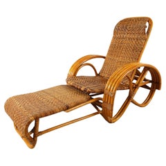 Vintage Vnitage bamboo chaise longue in the manner of Paul Frankl, 1960s