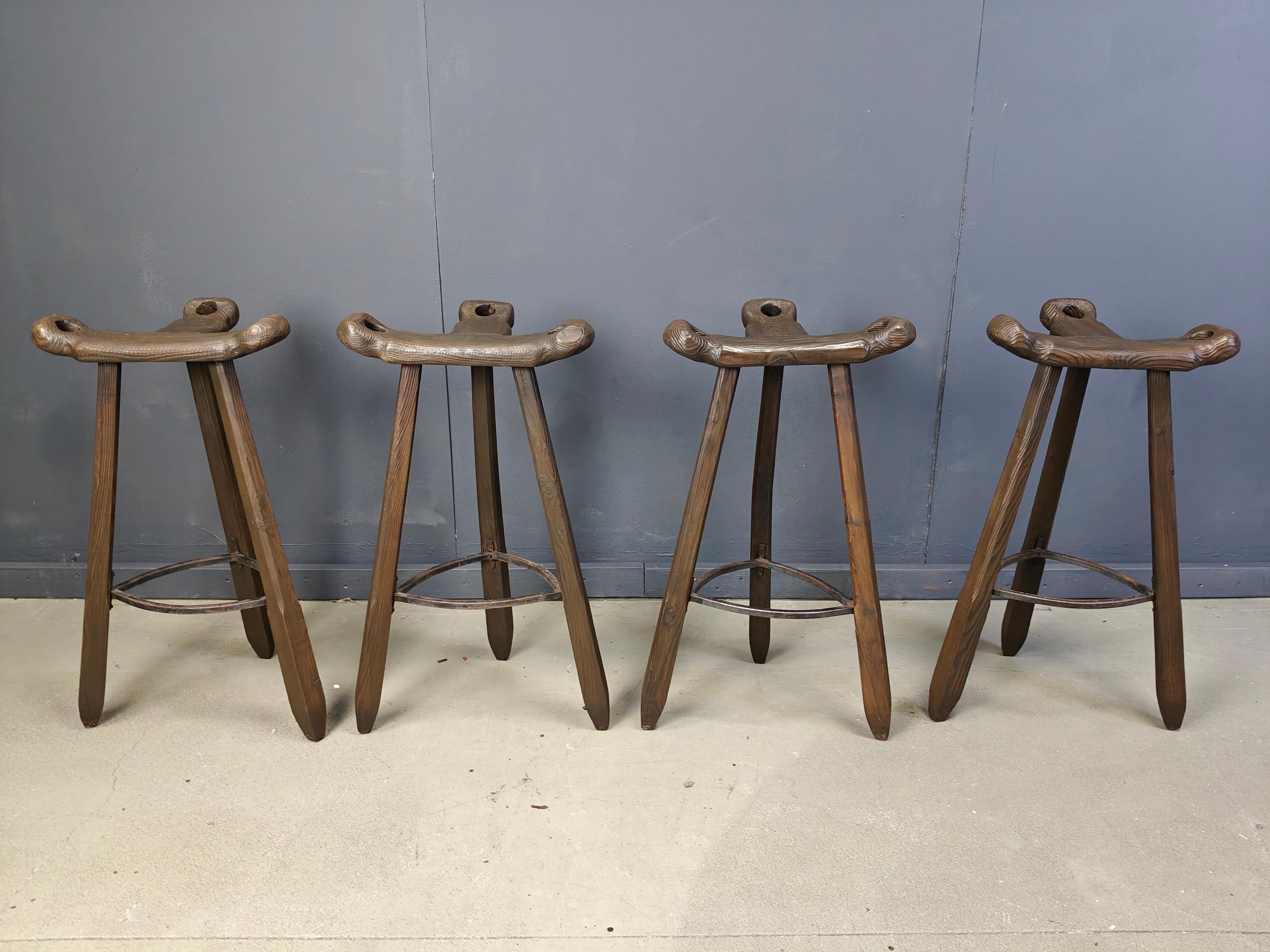 Vnitage brutalist bar stools, 1960s - set of 4 For Sale 3