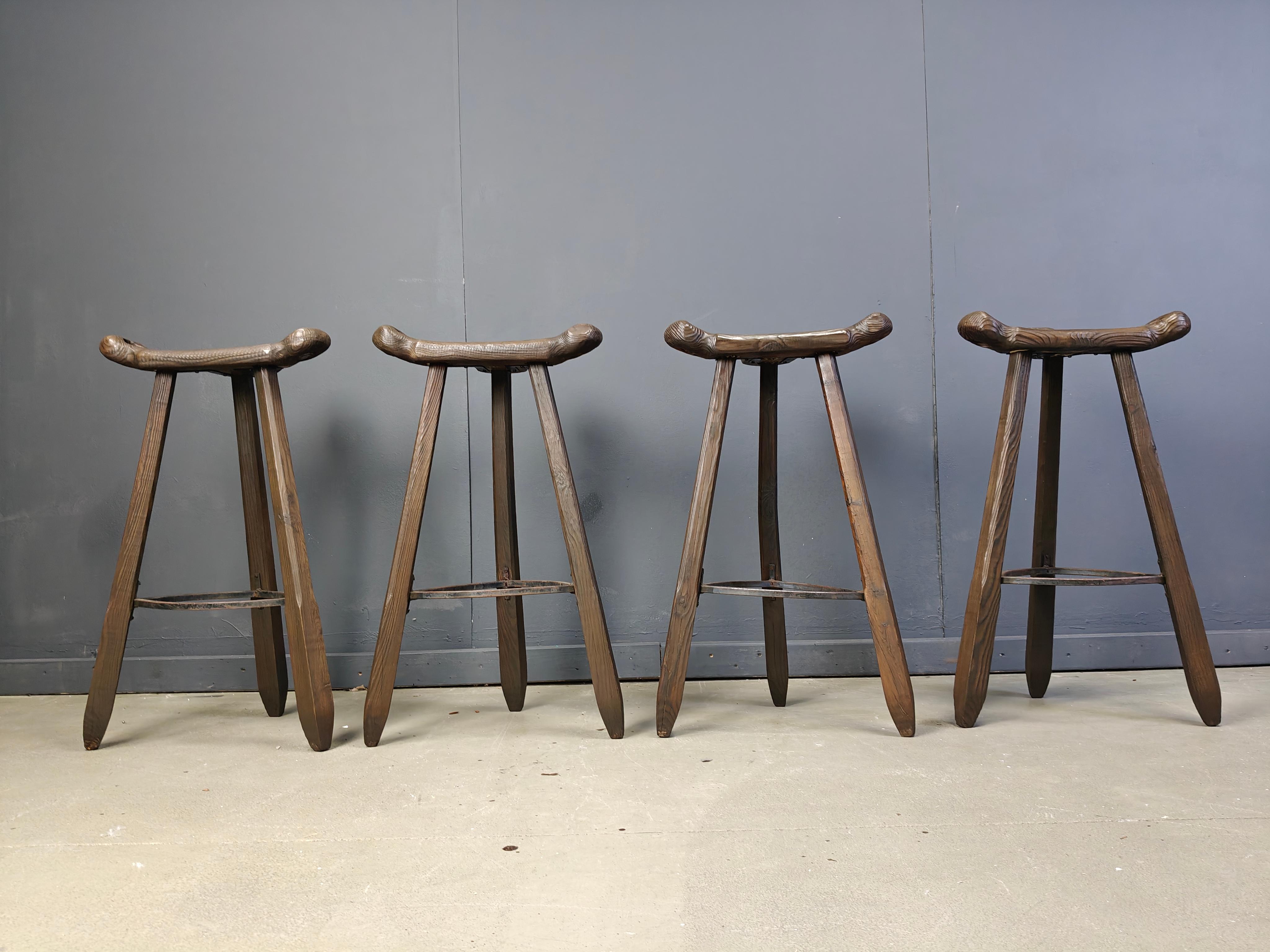 Vnitage brutalist bar stools, 1960s - set of 4 For Sale 1