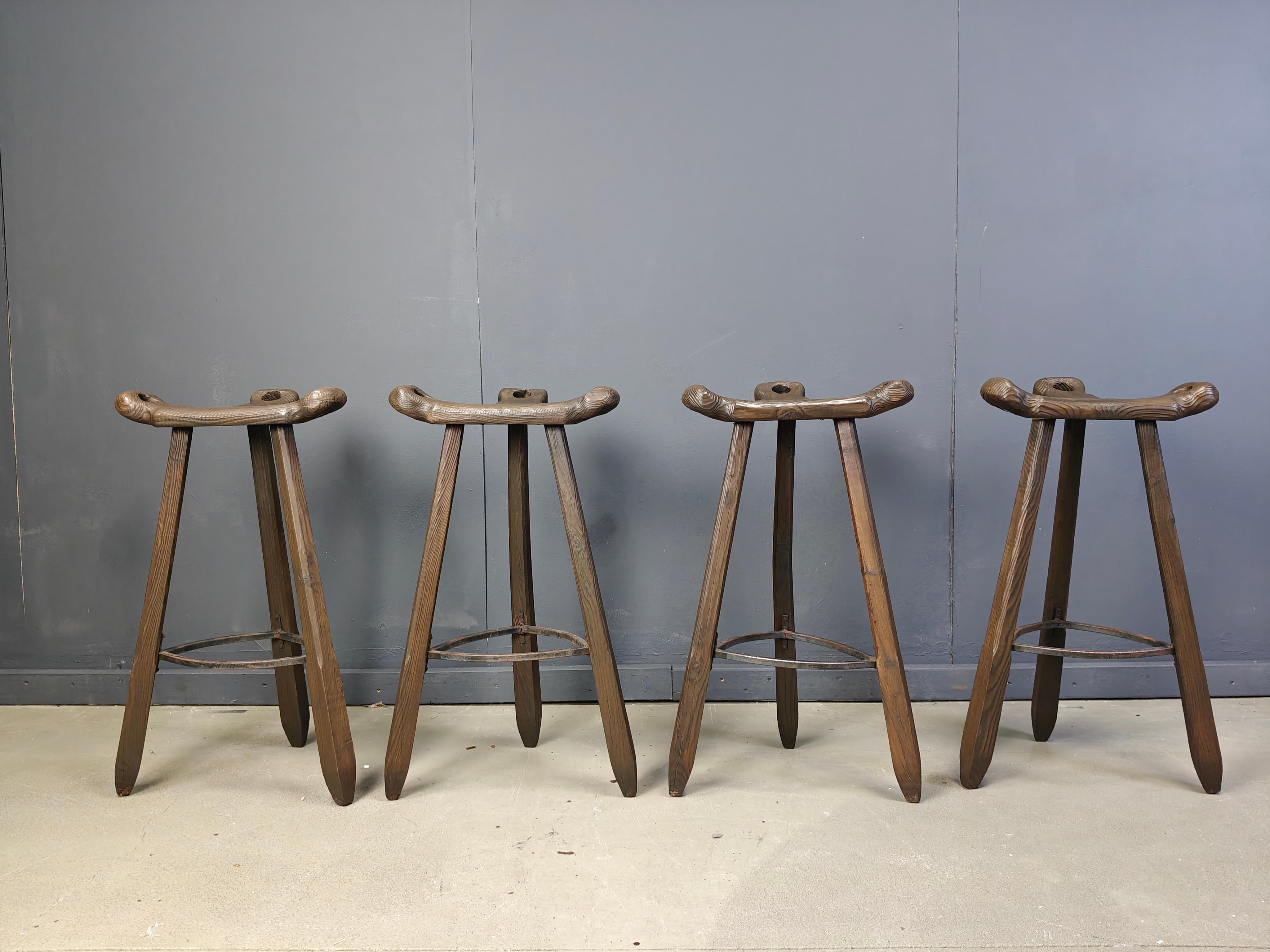 Vnitage brutalist bar stools, 1960s - set of 4 For Sale 2