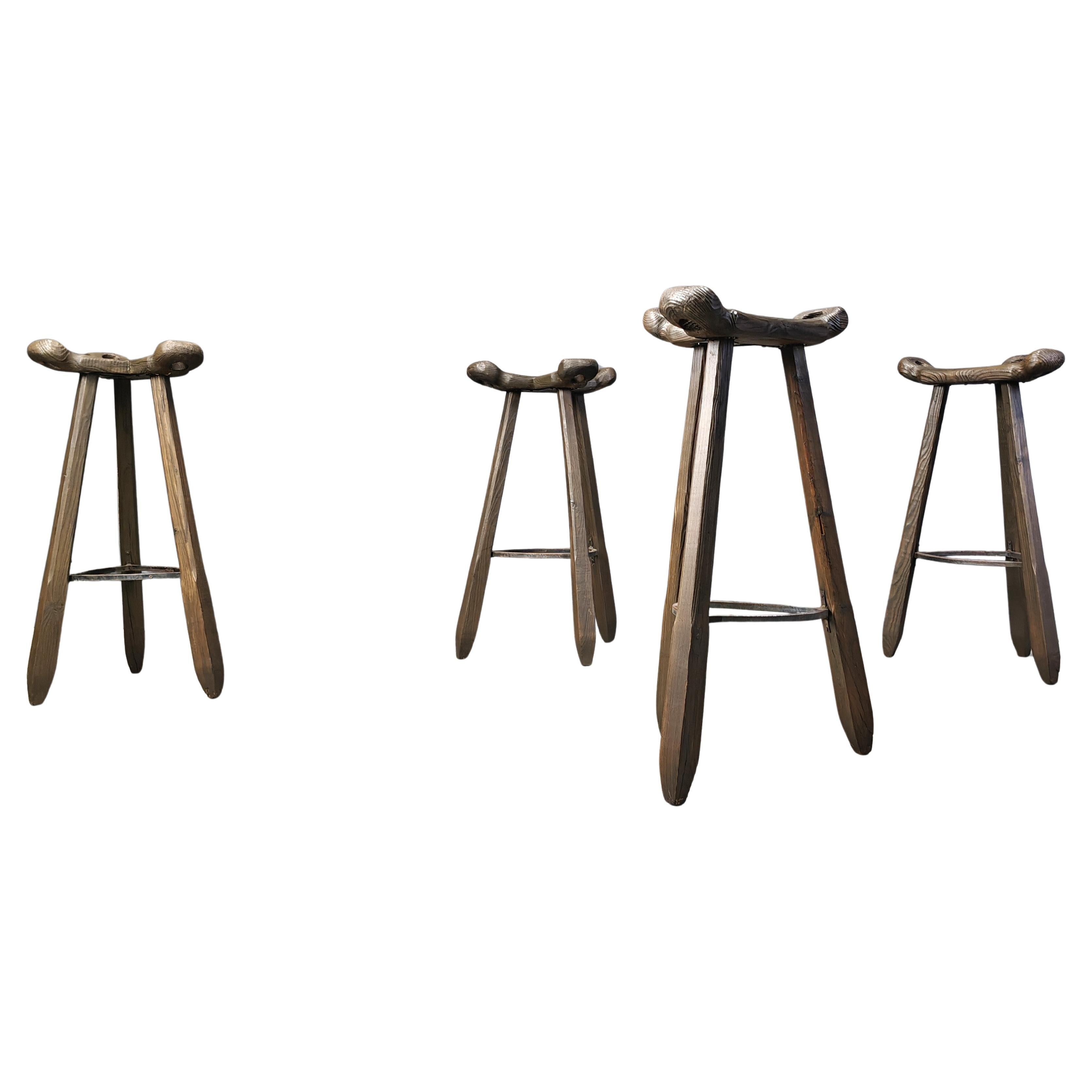 Vnitage brutalist bar stools, 1960s - set of 4 For Sale