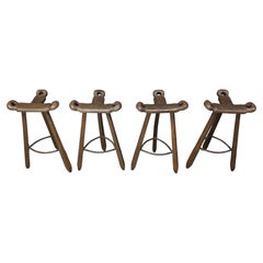 Vnitage brutalist bar stools, 1960s - set of 4