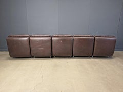 Vnityage brown leather modular sofa set, 1970s