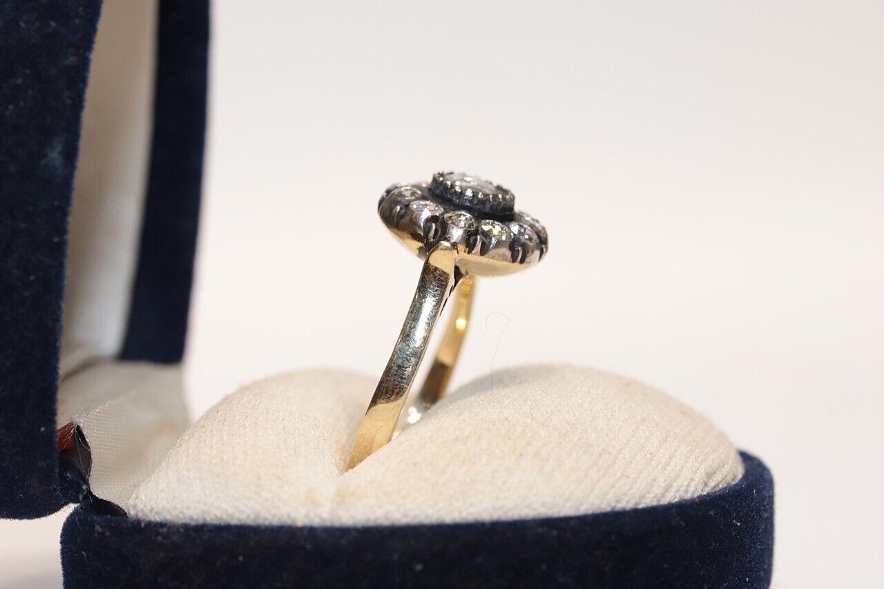 Vıntage Circa 1990er Jahre 14k Gold Top Silber natürlichen Rosenschliff Diamant verziert Ring im Angebot 6