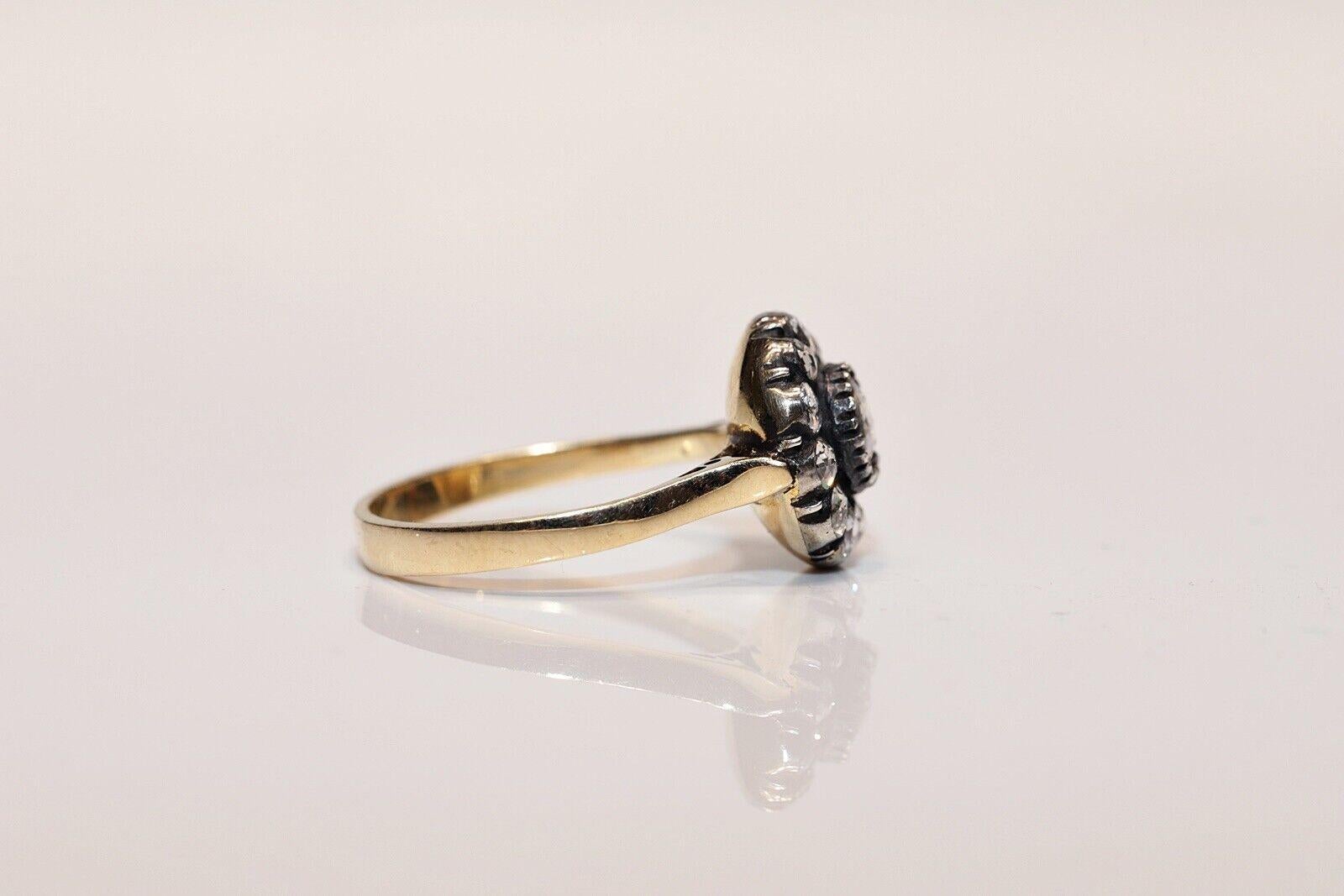 Vıntage Circa 1990er Jahre 14k Gold Top Silber natürlichen Rosenschliff Diamant verziert Ring (Retro) im Angebot