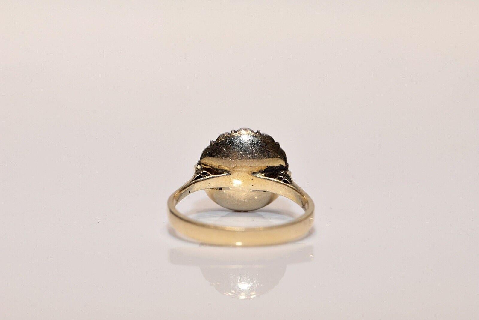 Vıntage Circa 1990er Jahre 14k Gold Top Silber natürlichen Rosenschliff Diamant verziert Ring im Zustand „Gut“ im Angebot in Fatih/İstanbul, 34