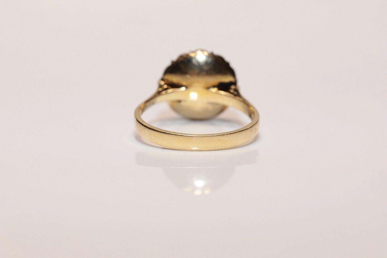 Women's Vıntage Circa 1990s 14k Gold Top Silver Natural Rose Cut Diamond Decorated Ring For Sale