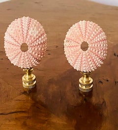Fab Vntage Pair of Sea Shell Urchins Lamp Finials