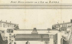 VOC Fort Nassau at Banda of The Spice Islands, Bird’s-eye View Engraving, c.1740