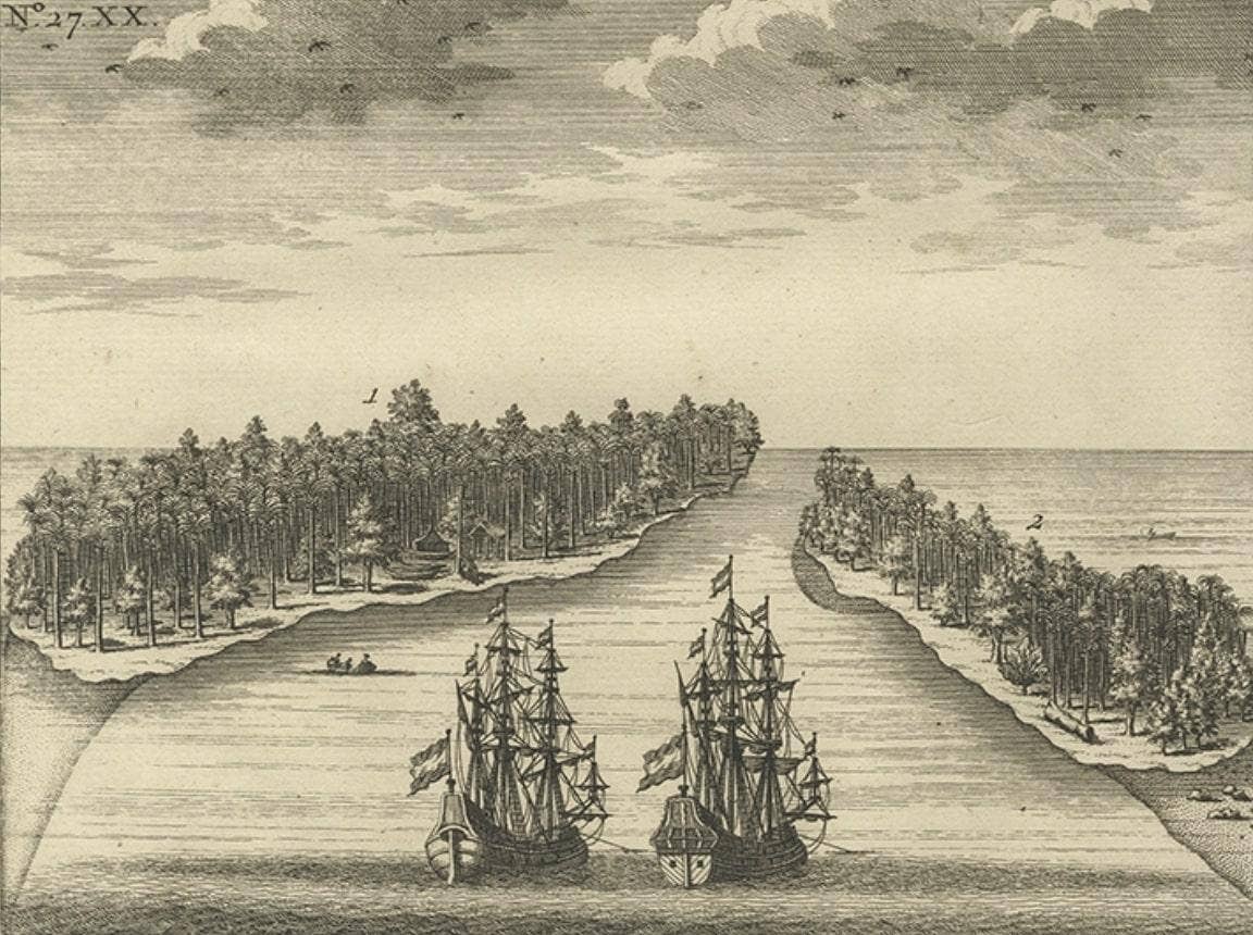 VOC Ships, Native People & Coastal Views of Islands near Papua New Guinea, 1726