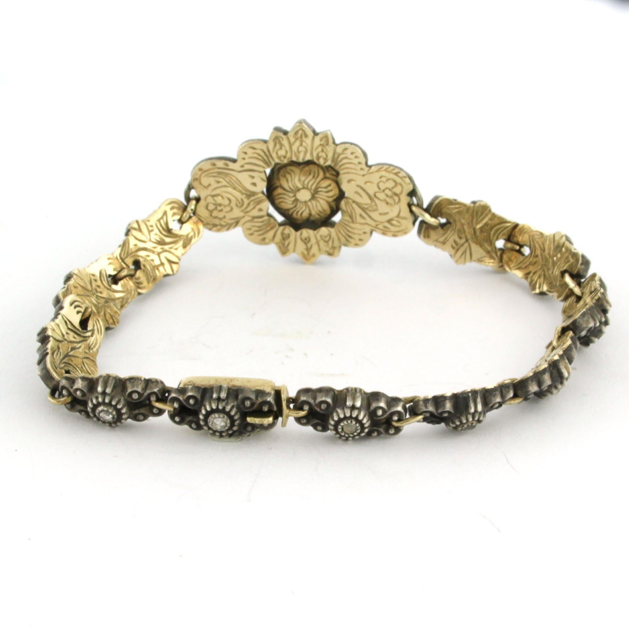 Pulsera voctoriana con diamantes talla rosa de hasta 0,50 ct Oro de 14 quilates y plata Victoriano temprano en venta