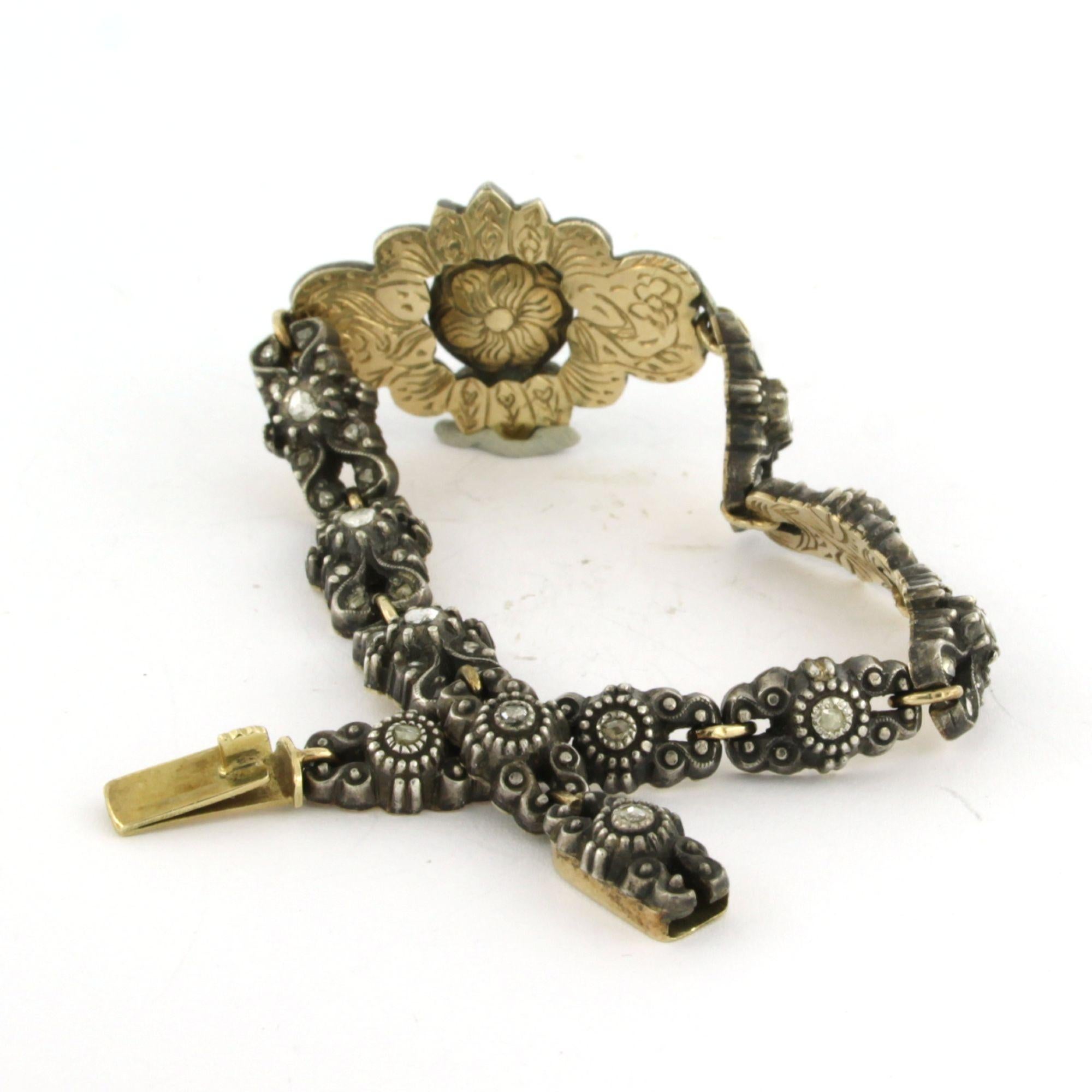 De las mujeres Pulsera voctoriana con diamantes talla rosa de hasta 0,50 ct Oro de 14 quilates y plata en venta