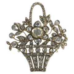 Voctorian brooch with rose cut diamonds up to 3.20ct 14k gold and silver