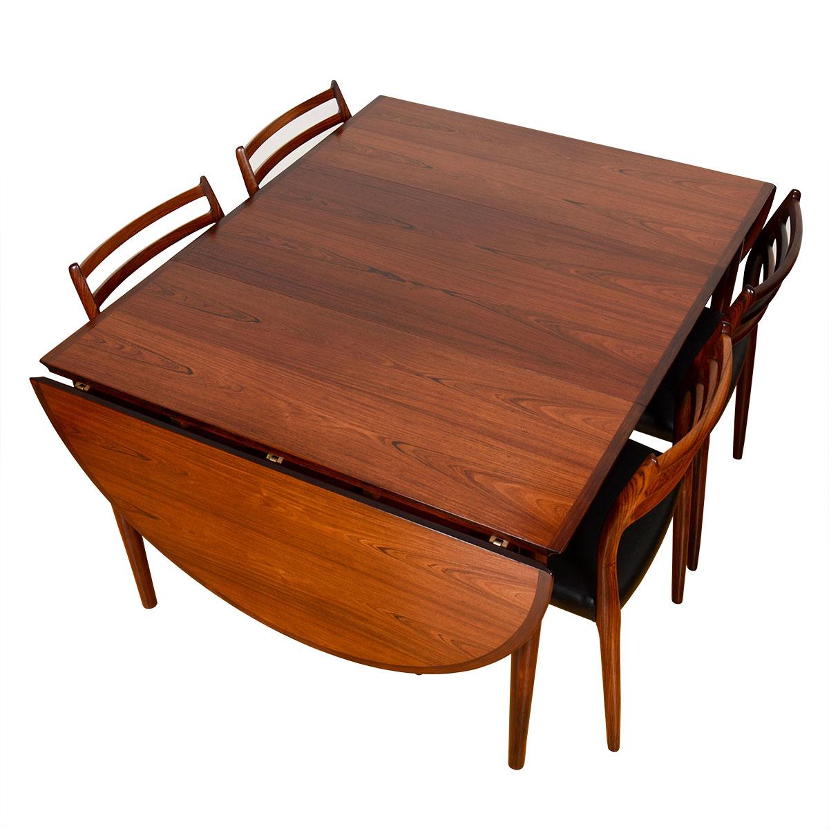 Vodder Danish Rosewood Dining Table with Removable Drop Leaves + Middle Leaf In Good Condition For Sale In Kensington, MD