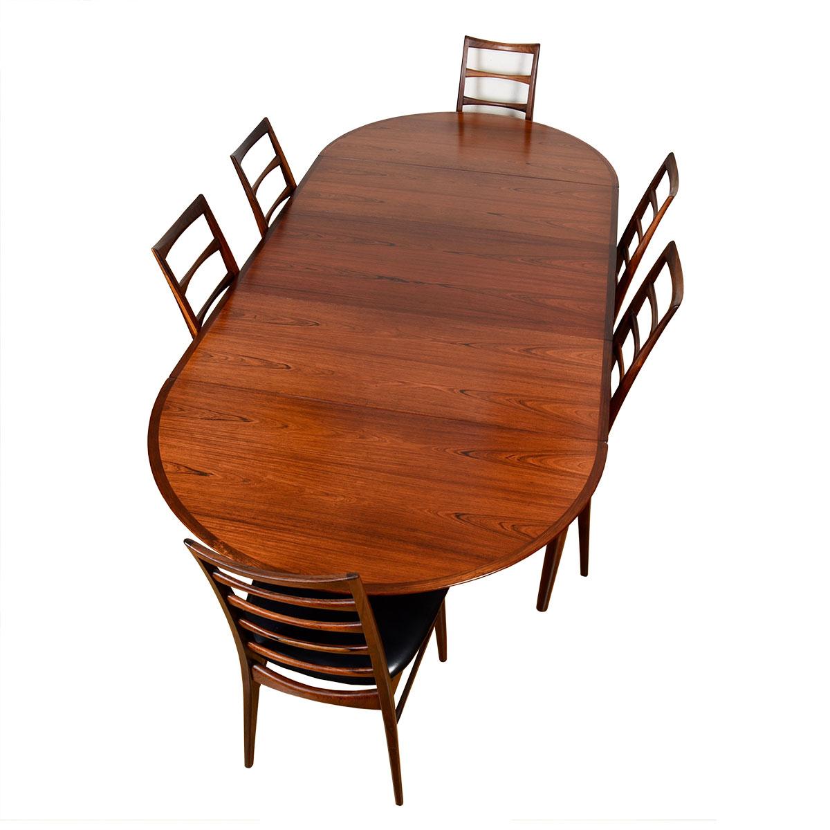 Vodder Danish Rosewood Dining Table with Removable Drop Leaves + Middle Leaf For Sale 2